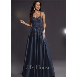 JJ's House Janette Spaghetti Straps Sequins Satin Dress #287126 US Size 4